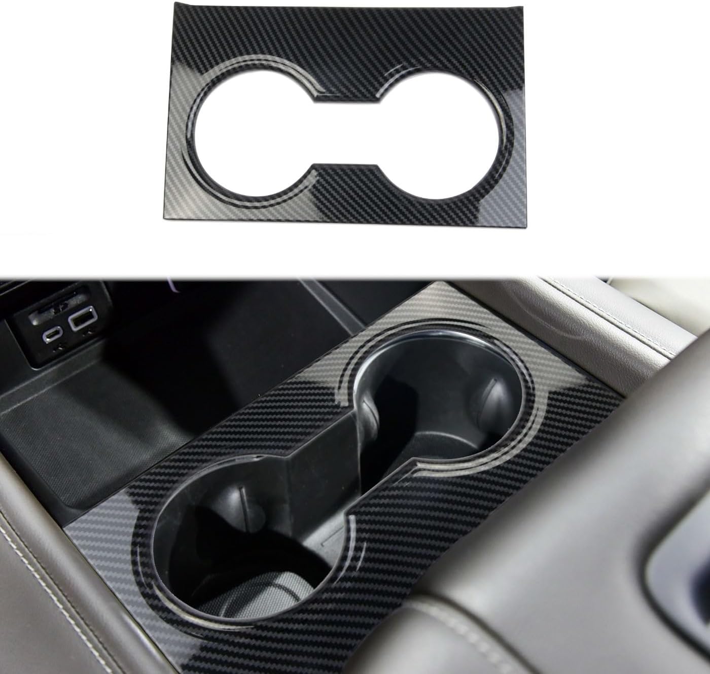 Carbon Fiber Cup Holder Panel Cover Trim Accessories for 2021-2024 Chevy Tahoe Suburban