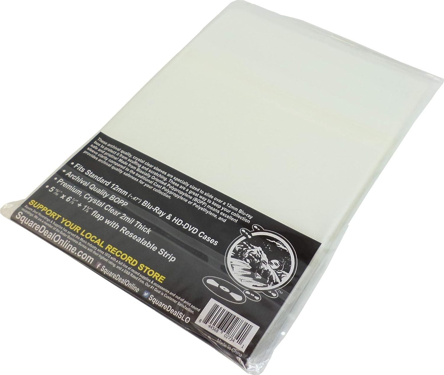 Blu-ray Outer Sleeves - Super Polyclear Resealable - Fits 12mm Blu-ray/HD Cases - #BRSB02RS - Set of 2000