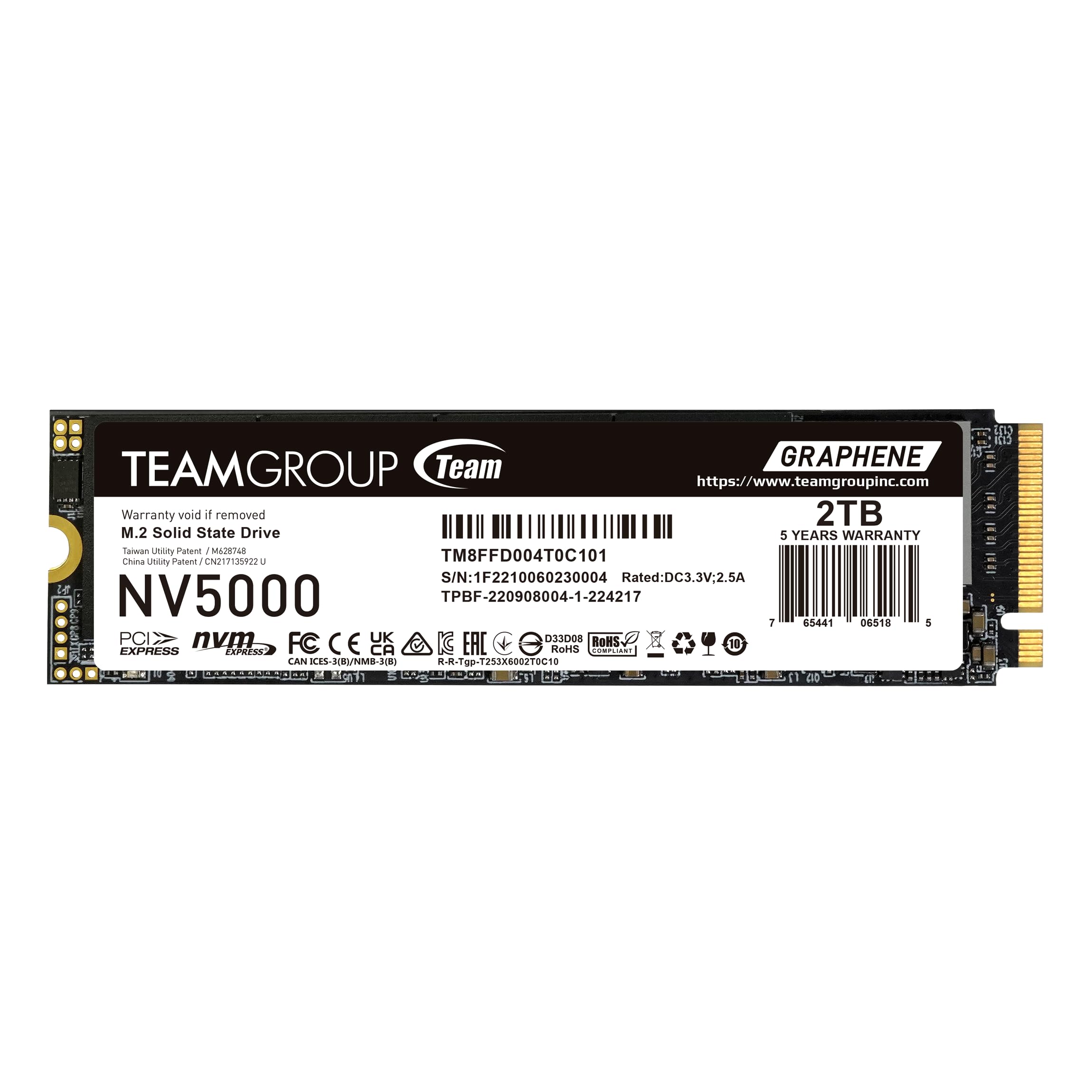 TEAMGROUP NV5000 2TB SLC Cache NVMe PCIe Gen4x4 M.2 2280 Laptop, Desktop SSD Read/Write Speed up to 5000 / 3000MB/s TM8FGM002T0C101