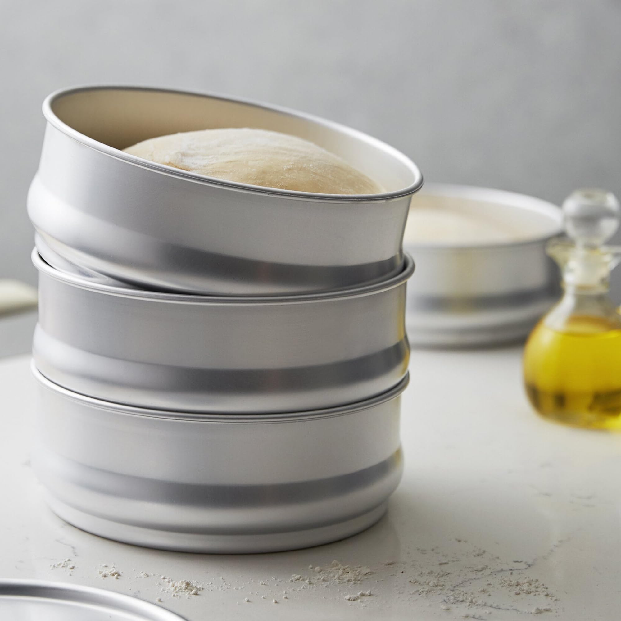 Confezione da 4 teglie rotonde impilabili in alluminio da 20,3 cm, impilabili, per impasto, per uso commerciale e fermentazione, per panetteria, pizzeria e ristoranti (4)