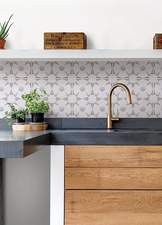 WallPops! Neutral Vega Peel & Stick Embossed Tile Backsplash