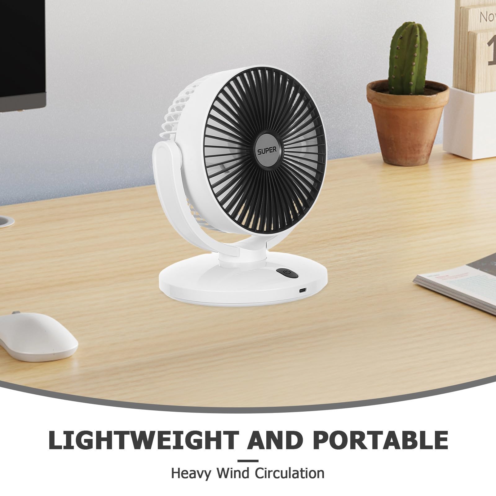 Ventilador de Mesa Portátil Recargable por USB Diseño Portátil y Simple para Uso en Escritorio, Adecuado para Estudiantes y Oficina