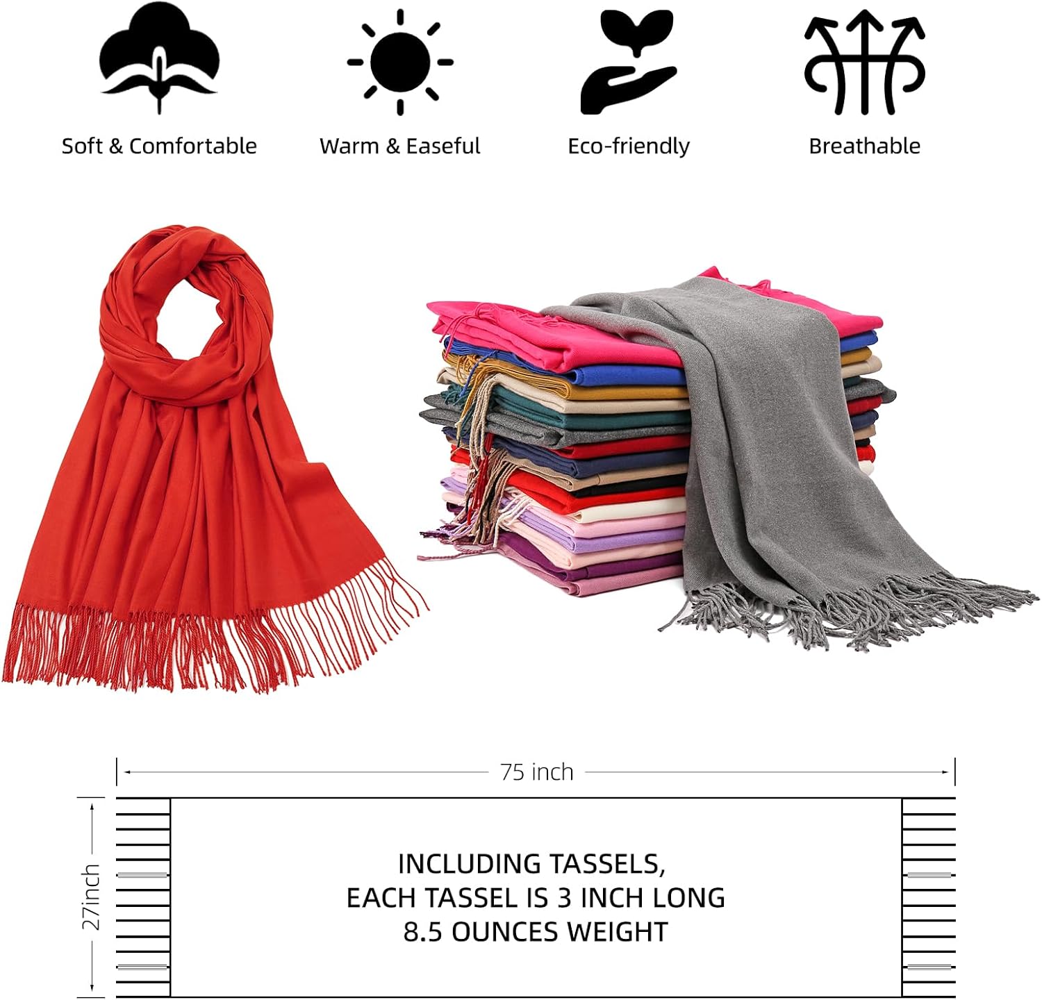 RIIQIICHY Women's Scarf Pashmina Shawls and Wraps for Evening Dress Bridesmaid Wedding Bridal Winter Warm Long Large Scarves - Image 5