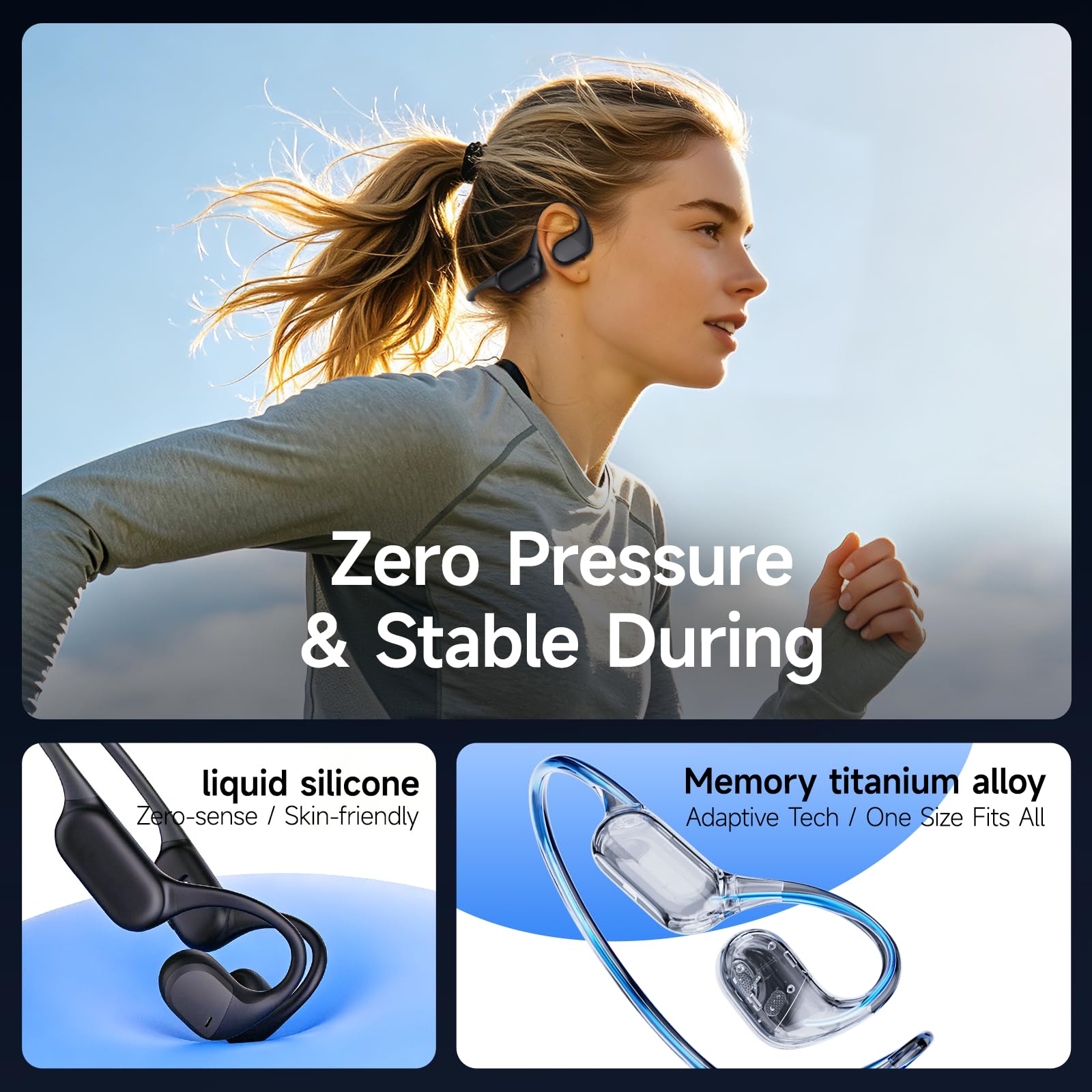 Casque Conduction Aérienne Open Ear,Écouteurs Sans Fil Bluetooth 6.0,8 Go