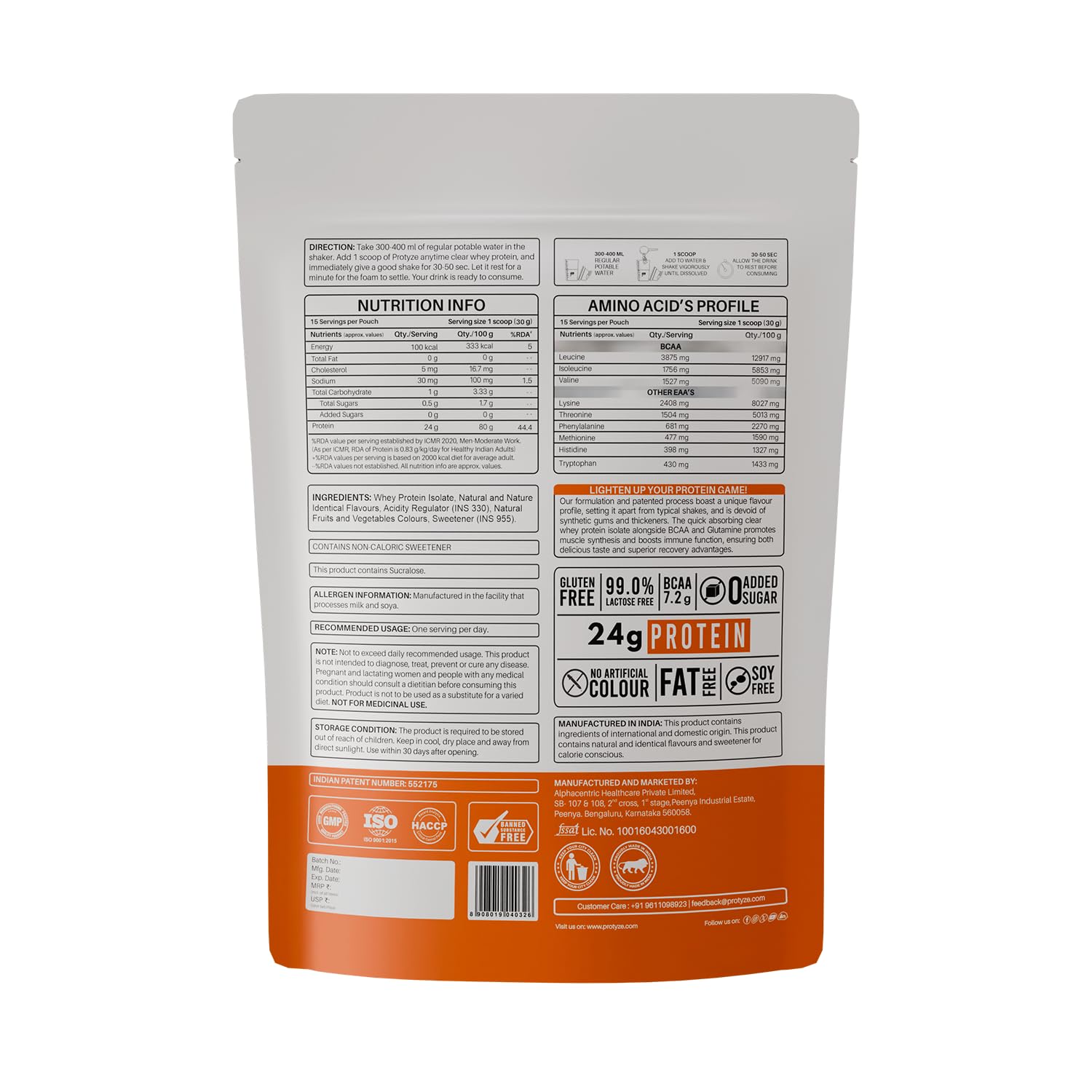 Protyze Anytime Clear Whey Protein Isolate | 24g Protein Per Scoop | Orange Squash, 15 Servings | ISO & HACCP Certified | Lean Muscle Growth, Easy Digestion & Refreshing — Amazon image 9