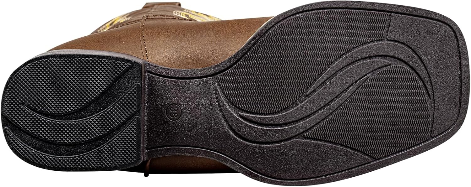 SheSole Extra Wide Calf Cowgirl Boots with Removable Cushion - Western Cowboy Style with Roomy Square Toe & Hidden Elastic Panel to Step into Confidence - Image 9