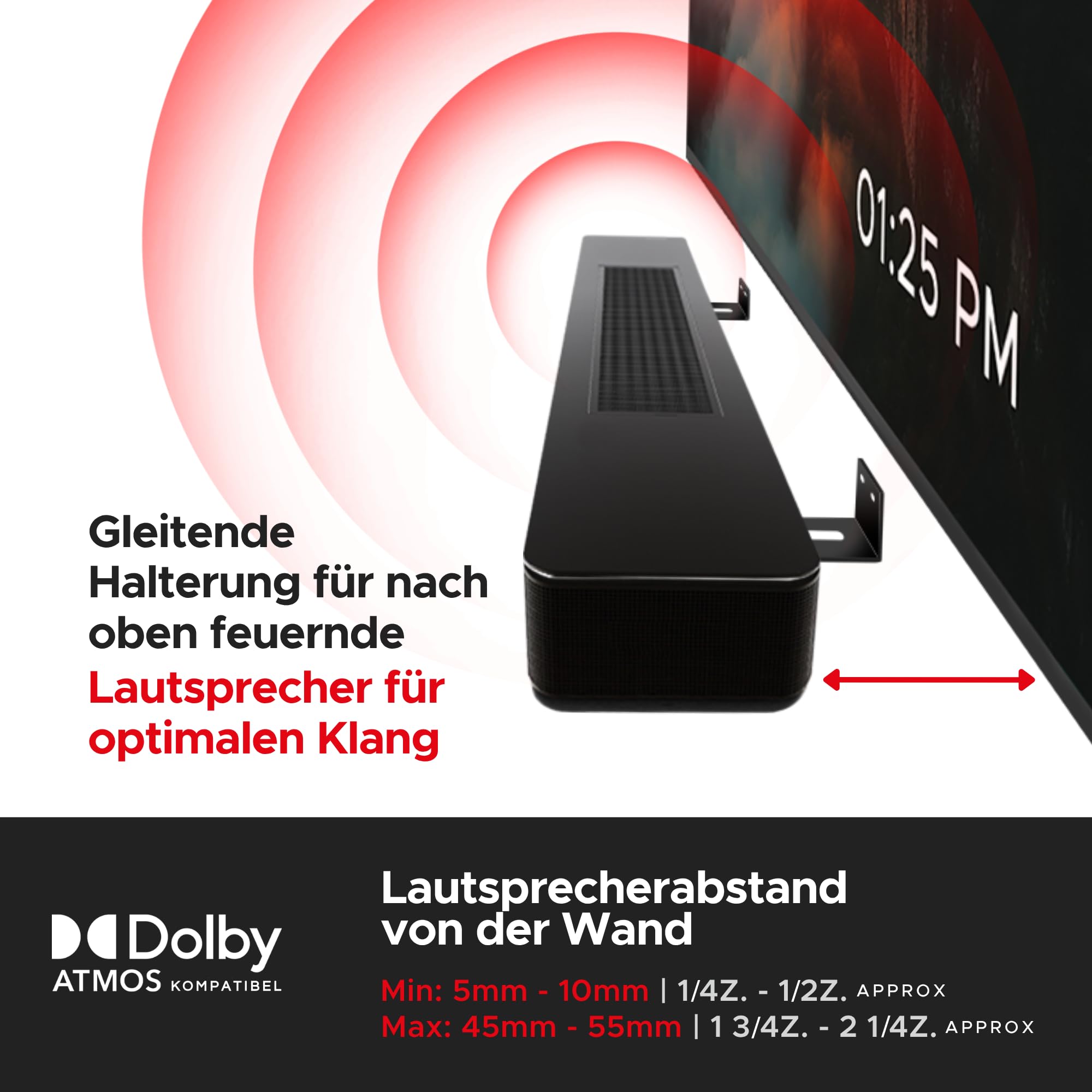 Sound Bass Smart Soundbar 300 500 550 600 700 900 Lifestyle Ultra Wandhalterungsset für Bose 300/500/550/600/700/900 Lifestyle Ultra, TV Speaker, Verstellbares Montage unter TV-Halterung, Schwarz
