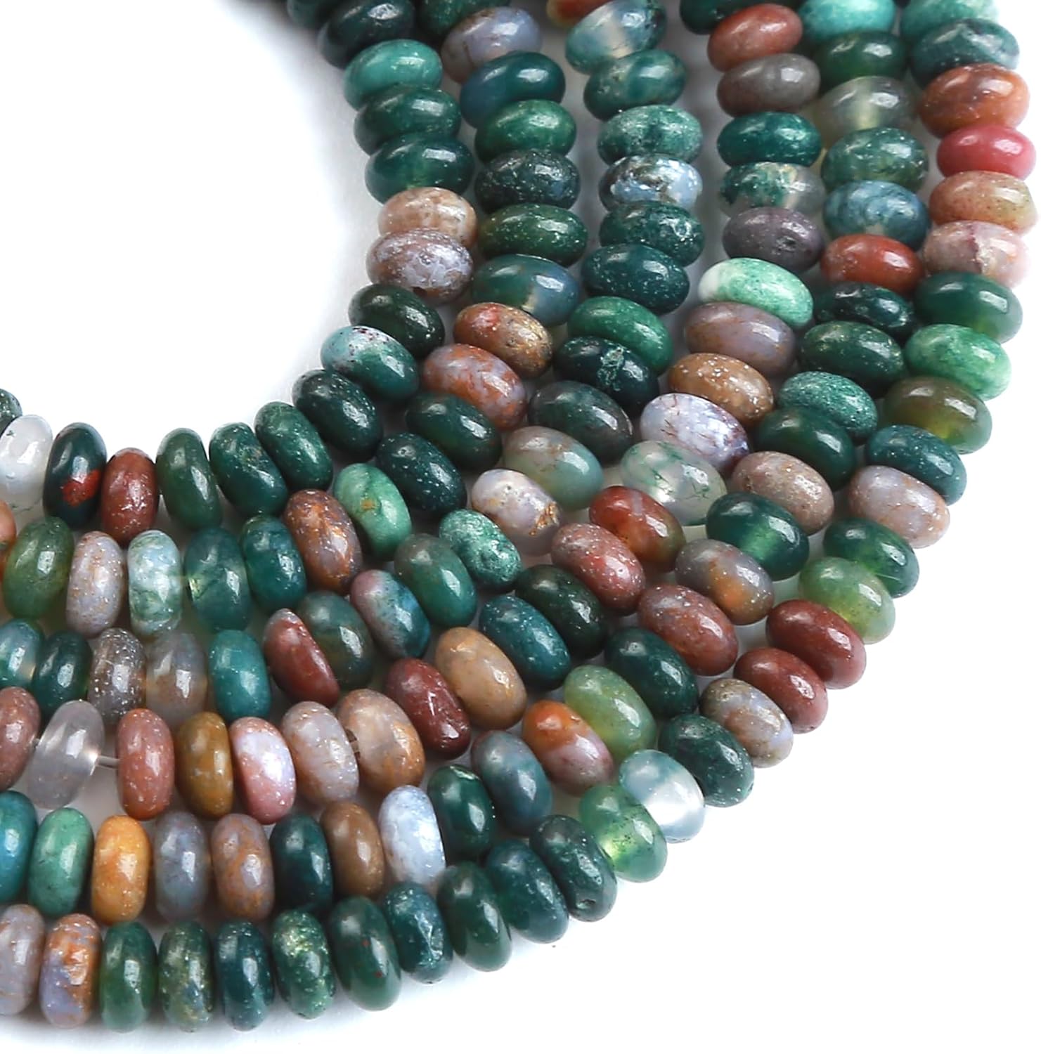 150PCS 2x4mm Natural Indian Agate Rondelle Beads Abacus Disk Stone Beads Round Loose Spacer Gemstone Beads for DIY Bracelet Necklace Jewelry Making - Image 4