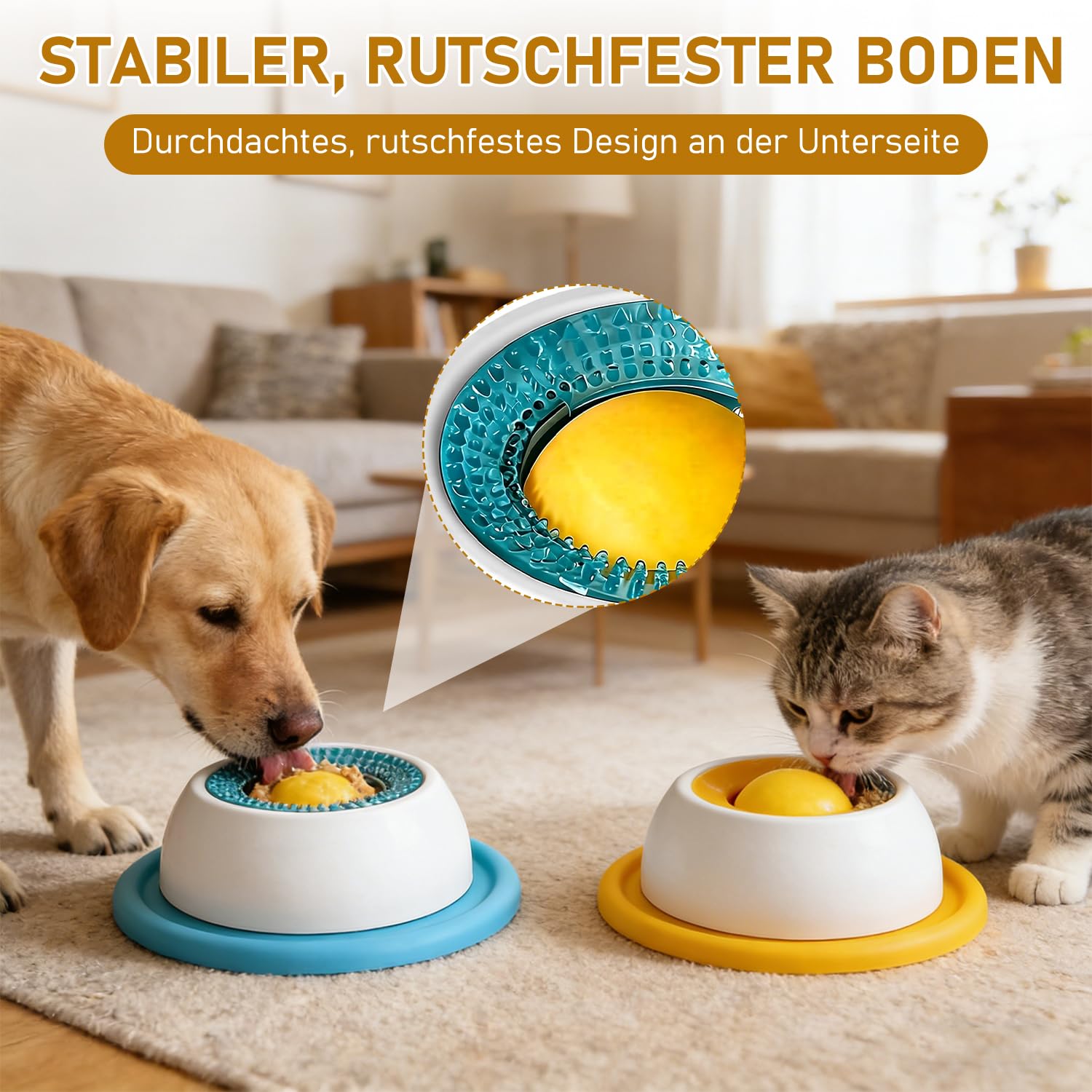 Lick Bowl für Hunde, 2 Stück Schleckball Hund, Hundelickspielzeug, Leckmatte Hund, Schleckball Leckball für Hunde, Leckt Futternapf mit Integrierter Drehkugel, für Hunde Katzen Welpen