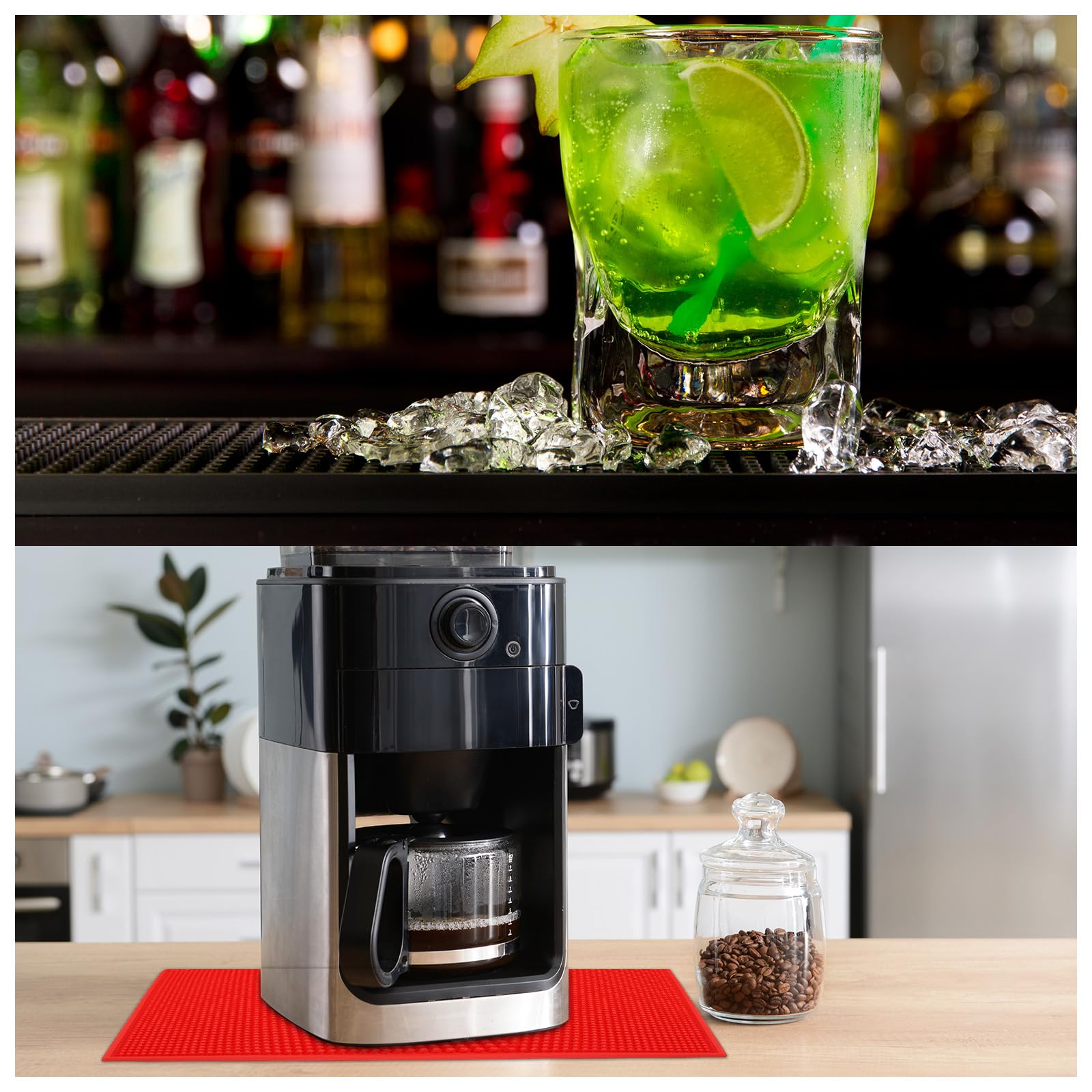 PATIKIL 16" x 12" x 0,4" Tappetino da Bar in PVC, 2pz Tappetino Antiscivolo Servizio Bar Tappetino Bicchieri Bancone per Superfici Lavoro Cucina Ristorante Bar KTV Stazione, Grigio