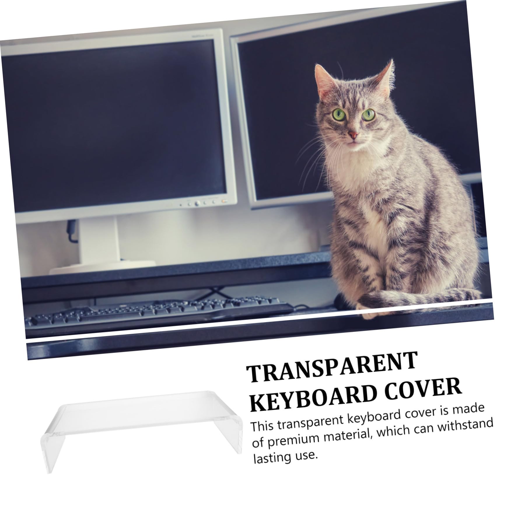 Copritastiera Protettivo in Acrilico Trasparente Funzione Rialzo | Custodia Anti-gatto, Salva Spazio sulla Scrivania, Accessorio Versatile per Ordine e Uso Efficiente