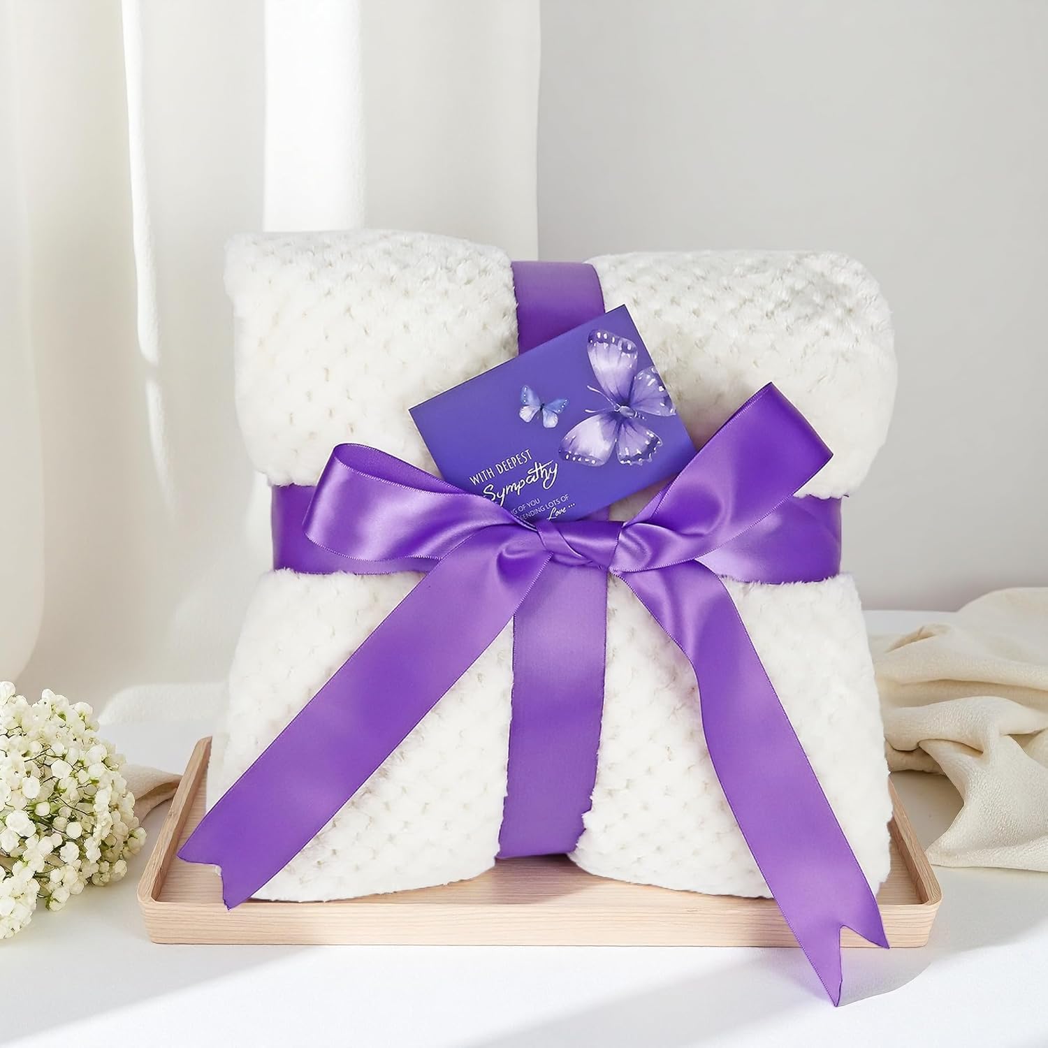 Sympathy Gift Basket for Women with Blanket – Bereavement Gifts, Grief Gifts for Women, Condolences Gift for Loss of Mother, Father, Husband or Loved One – Miscarriage & Memorial Gifts