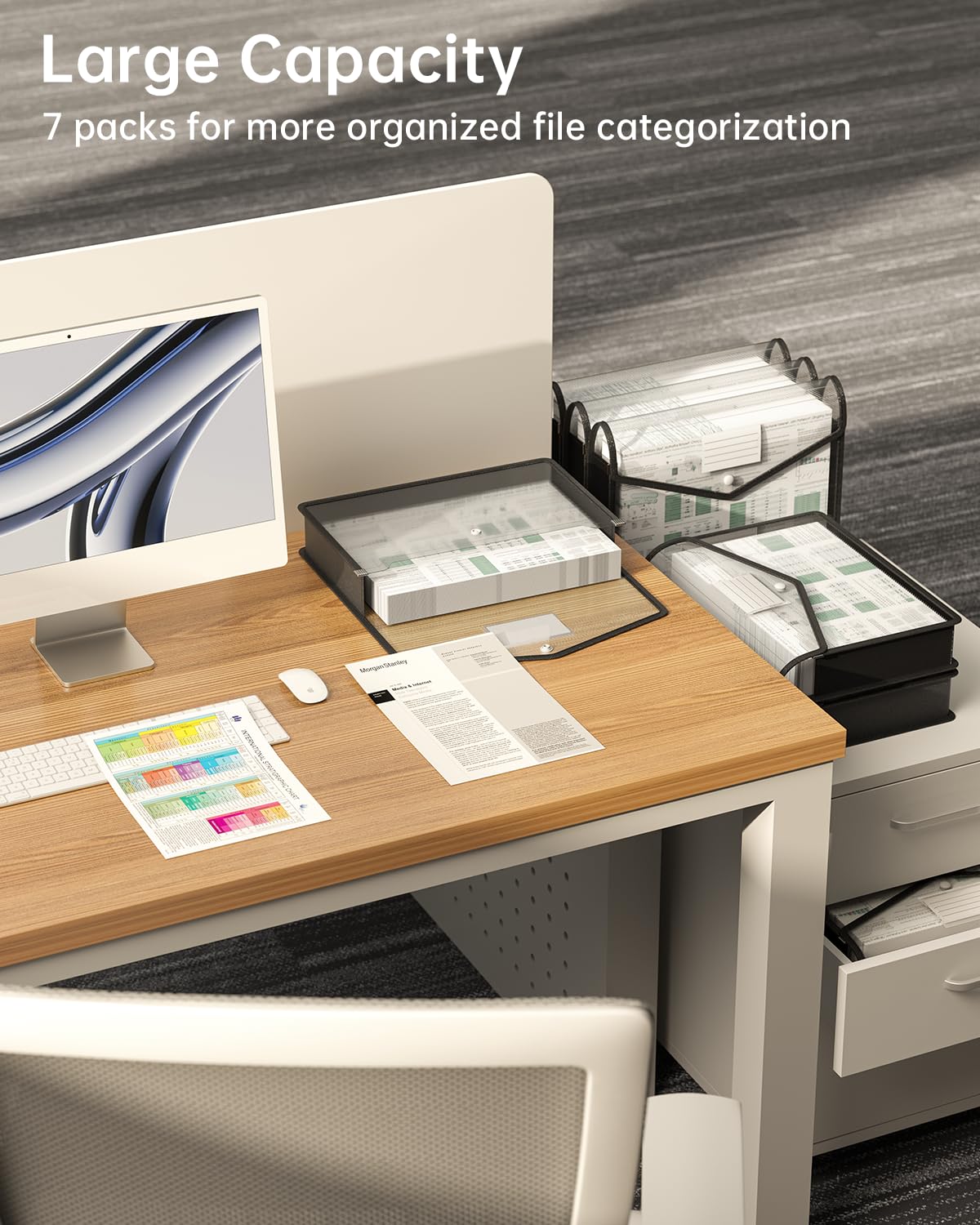 Carpeta de archivos expandible de plástico, sobres transparentes con cierre a presión, sin divisores, gran capacidad, organizador de carpetas de archivos negro, soporte organizador de facturas e