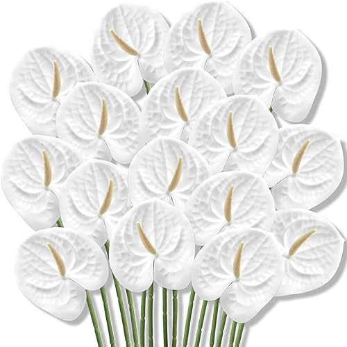 Hanaive 20 Pcs Artificial Anthurium Flowers 23.6 Inch Fake Anthurium