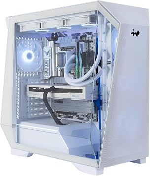 InWin Prism White Mid Tower Gaming Chassis-Supports ATX, Mini-ITX-Features Ultra-Wide Panoramic View-GPU Support up to 435mm-Includes 4X Pre-Installed ARGB 120mm Fans IW-CS-PRISMWHI-4VX120 White