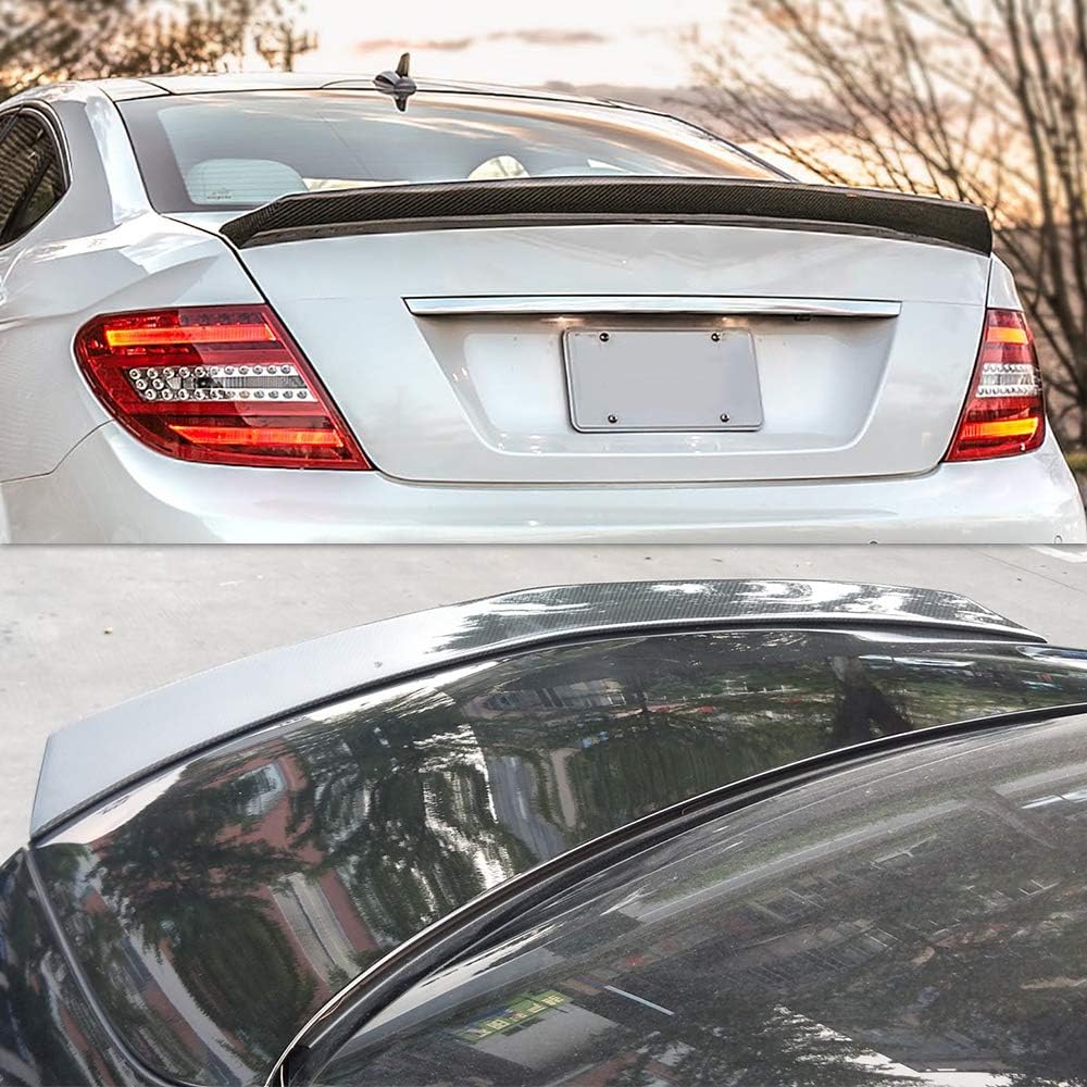 W204 Real Carbon Fiber Trunk Spoiler Wing Compatible with 2008-14 Mercedes C-Class W204 Sedan (VT-Type)