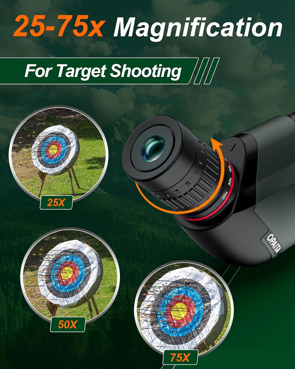 25-75X80 Spotting Scope for Shooting Hunting - Spotter Scopes with Tripod Phone Adapter Waterproof HD Scope for Target Shooting Bird Watching