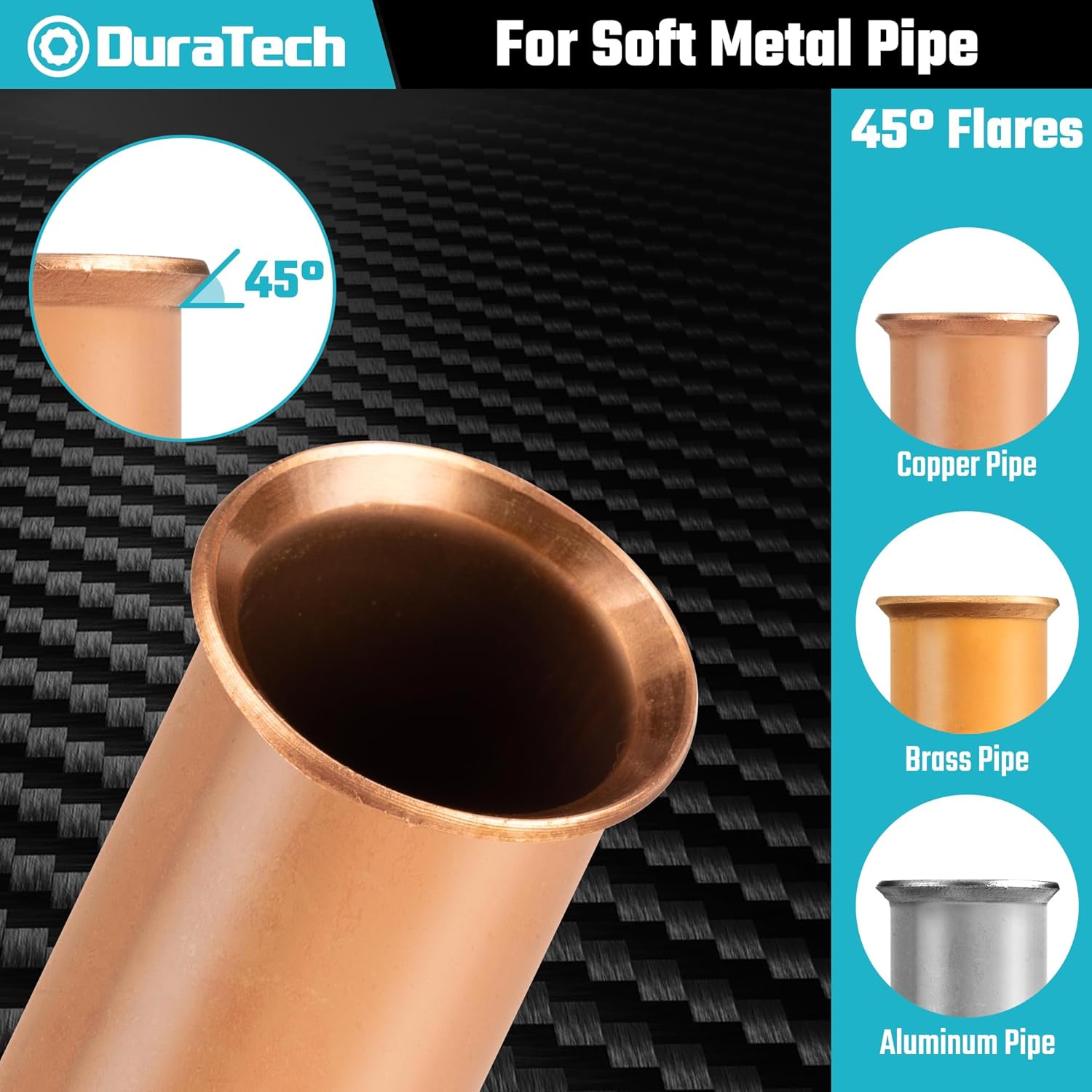 DURATECH Tubing Flaring Tool Kit, 45° Eccentric Cone Flaring Tool with Clutch, 7 Dies for 3/16 ” to 3/4 ” Copper, Aluminum, and Brass Tubing, for HVAC, Refrigerator Repair and Handmade