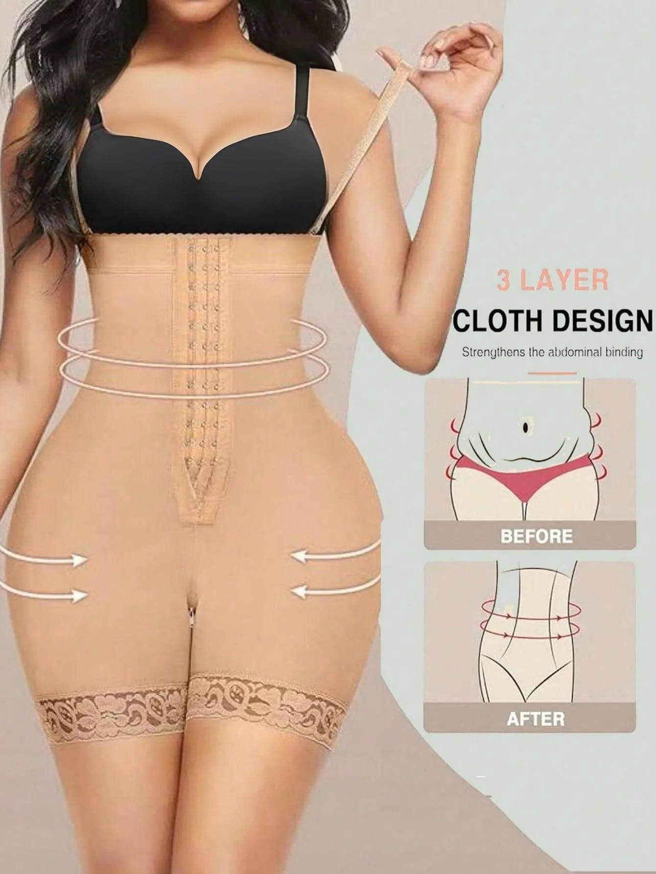 Ballett Trikot Shapewear for Frauen, Bauchkontrolle, Kompressions-Bodyshaper mit offenem Schritt