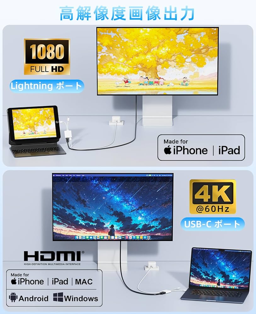 Iphoneユーザー用デジタルユニット Amazon.co.jp: MFi認証 Lightn-ing HDMI 変換アダプタ i-Phone