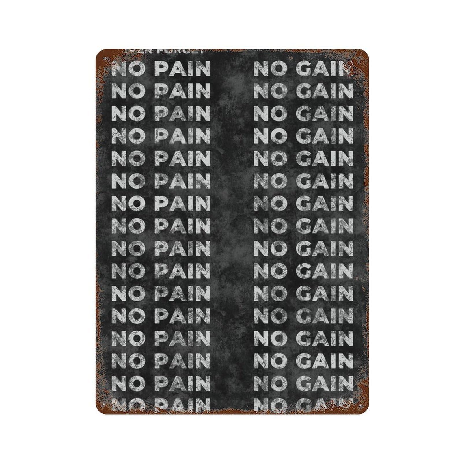 No Pain No Gain 15.7"x11.8" Retro Metal Sign, Vintage Wall Decor for Office, Studio And Wall Decor