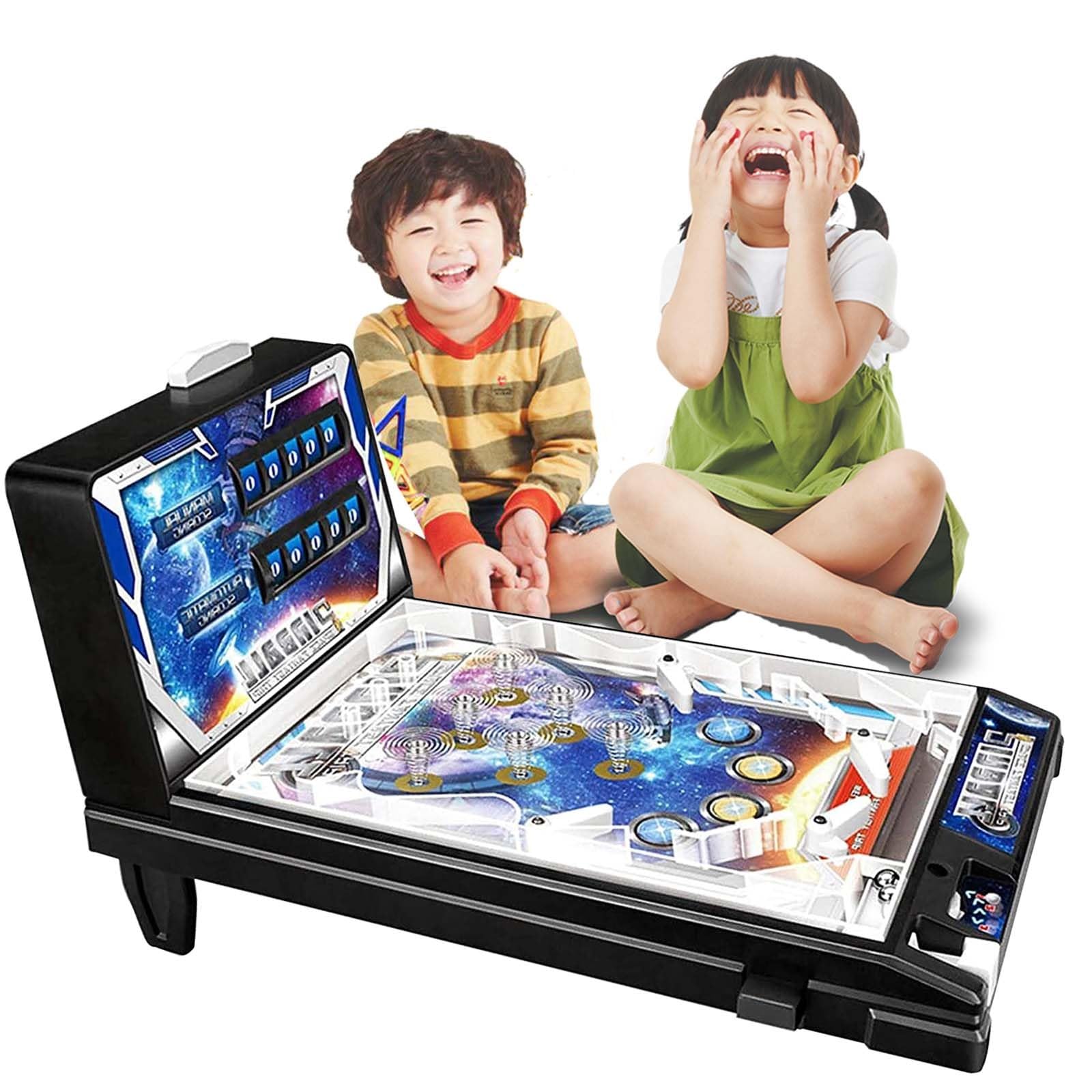Máquina de Pinball para Mesa Mini Máquina Arcade Retro con Luces y Sonido Arcade de Canicas de Escritorio Electrónico para Habitaciones o Pisos Pequeños