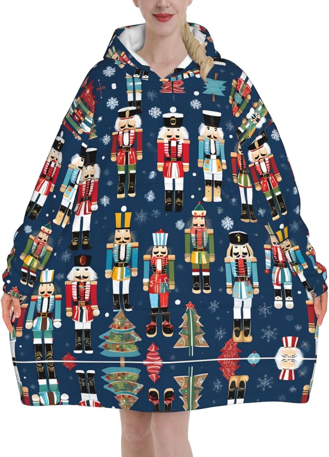 MUSM Women'S Nutcracker Ballet Xmas Dance Print Blanket Hoodie Fleece Sweatshirt Blanket With Sleeves And Pockets