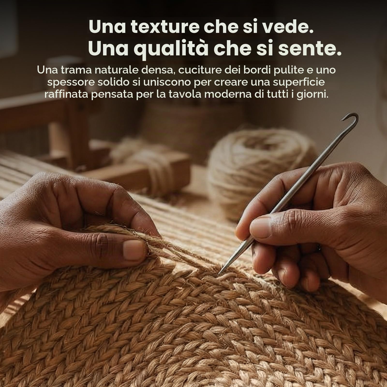 Craft Trade - Runner da tavolo in juta naturale per tavolo da pranzo in stile fattoria, vintage, boho, runner da tavolo da cucina - 33x91 cm ovale