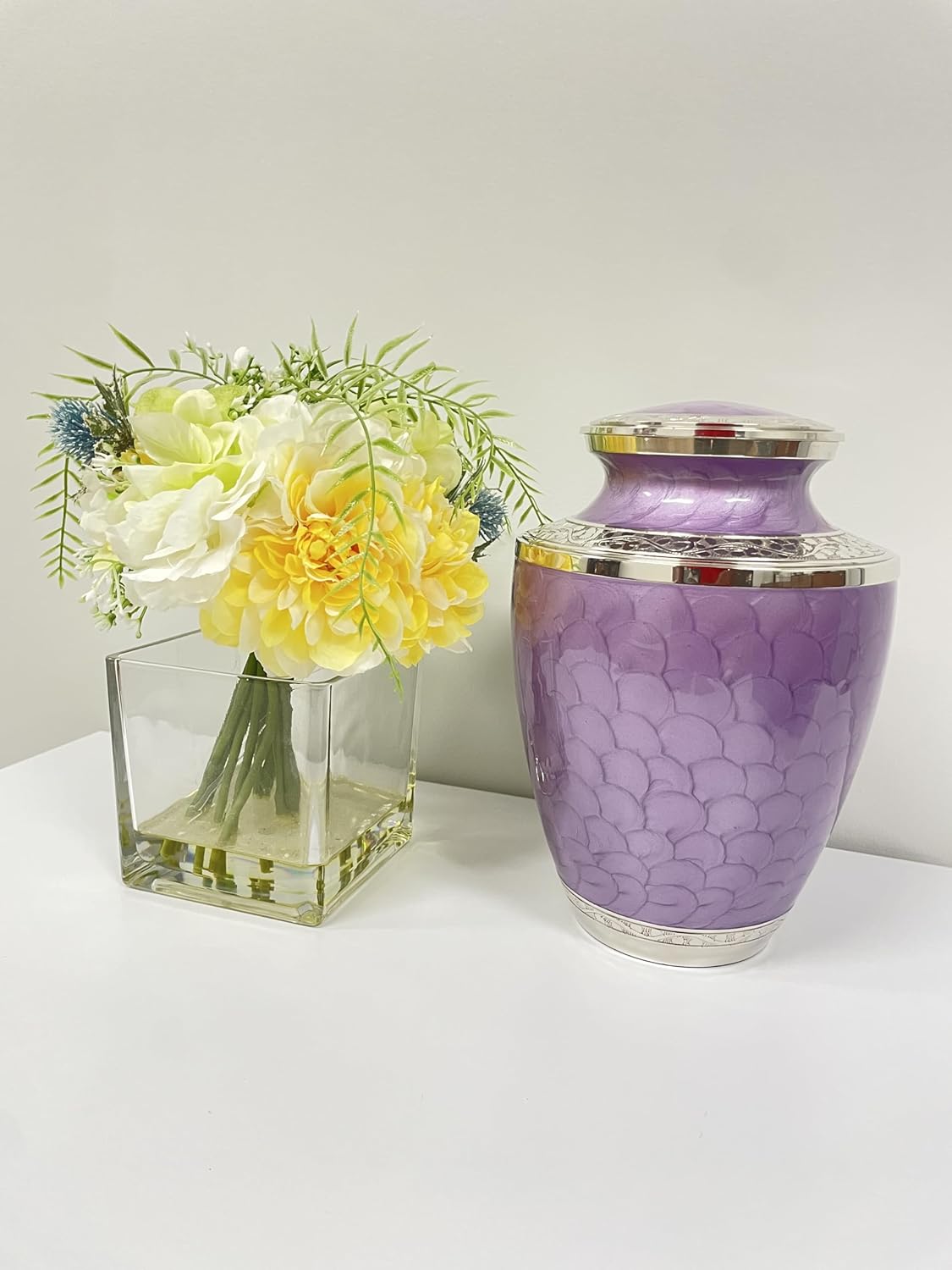 Orchid Pearl Adult Cremation Urn - Momentful Life - Purple and Silver Cremation Urn (Not Custom Engraved)