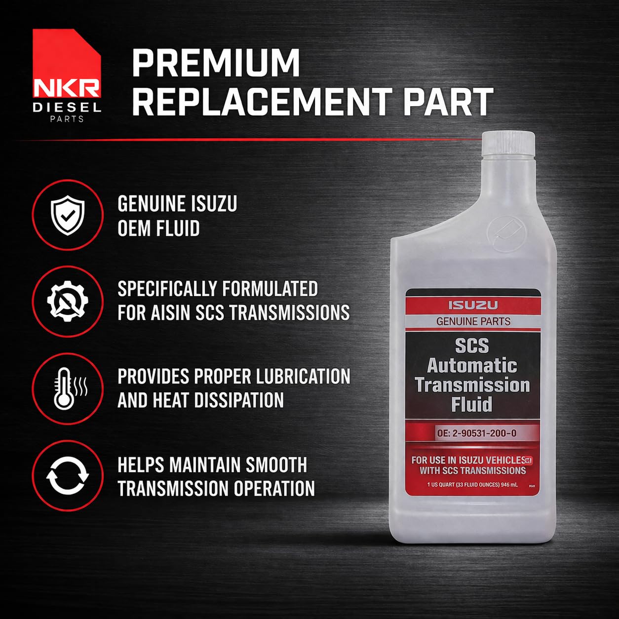 Automatic Transmission Fluid | Genuine ATF for Aisin SCS | for Isuzu NPR | All 2008 Up | Made in USA – 1 Quart