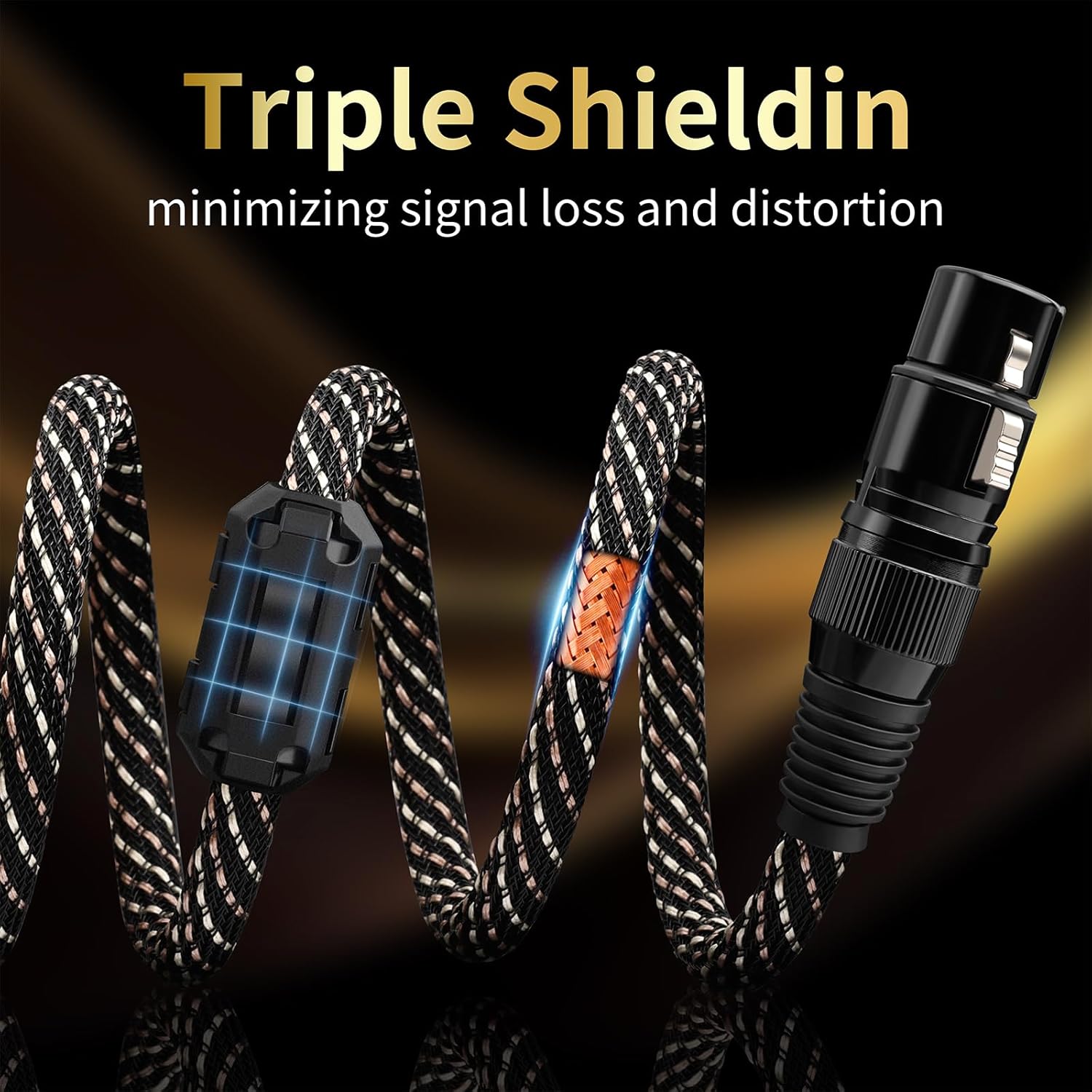 Audiophile 6.56ft Dual RCA Male to Dual XLR Female - HiFi Audio Cable,4N OFC Core,Gold-Plated Plug,Nylon Braid,Subwoofer Cable,Compatible with Amplifiers,Mixers,Microphones(6.56ft/2m)