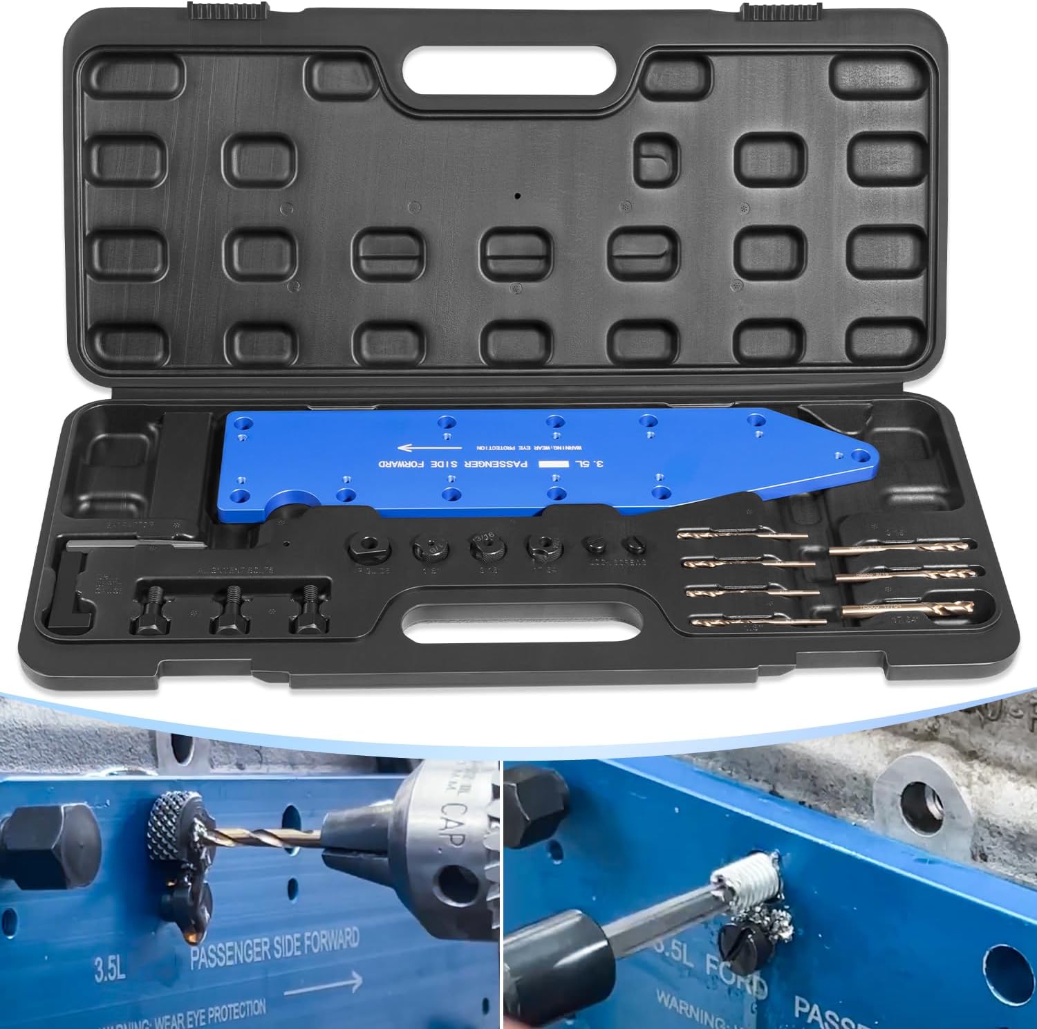 72610 Manifold Drill Template Kit fit for Ford 3.5L Ecoboost Motors Removes Broken Exhaust Manifold