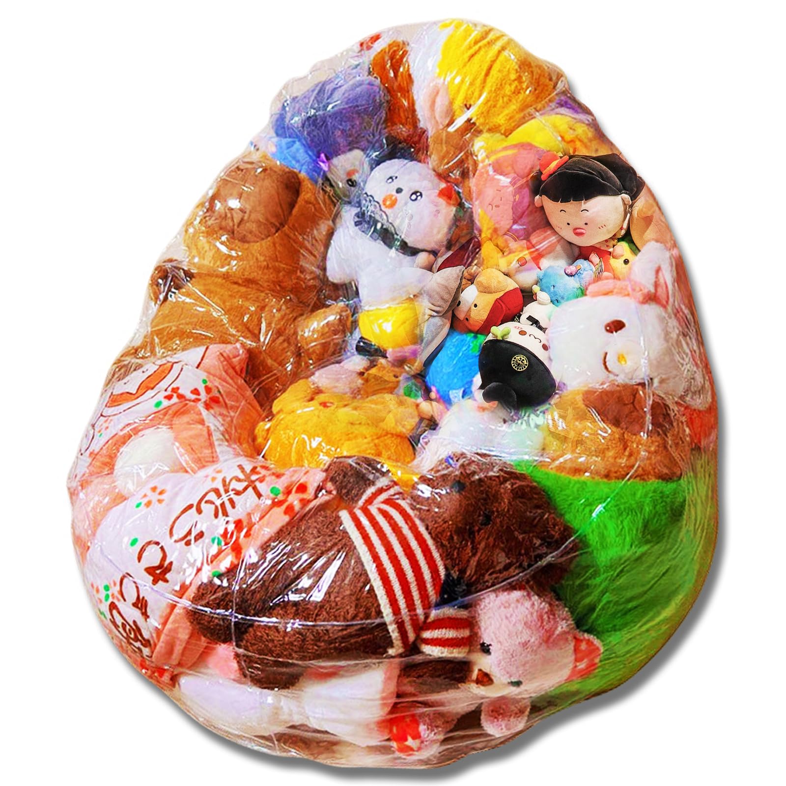 Giocattolo di peluche, trasparente, per sedia a fagioli di animali, 150 l, sacchetto di peluche per bambini, organizzazione senza riempitivo incluso