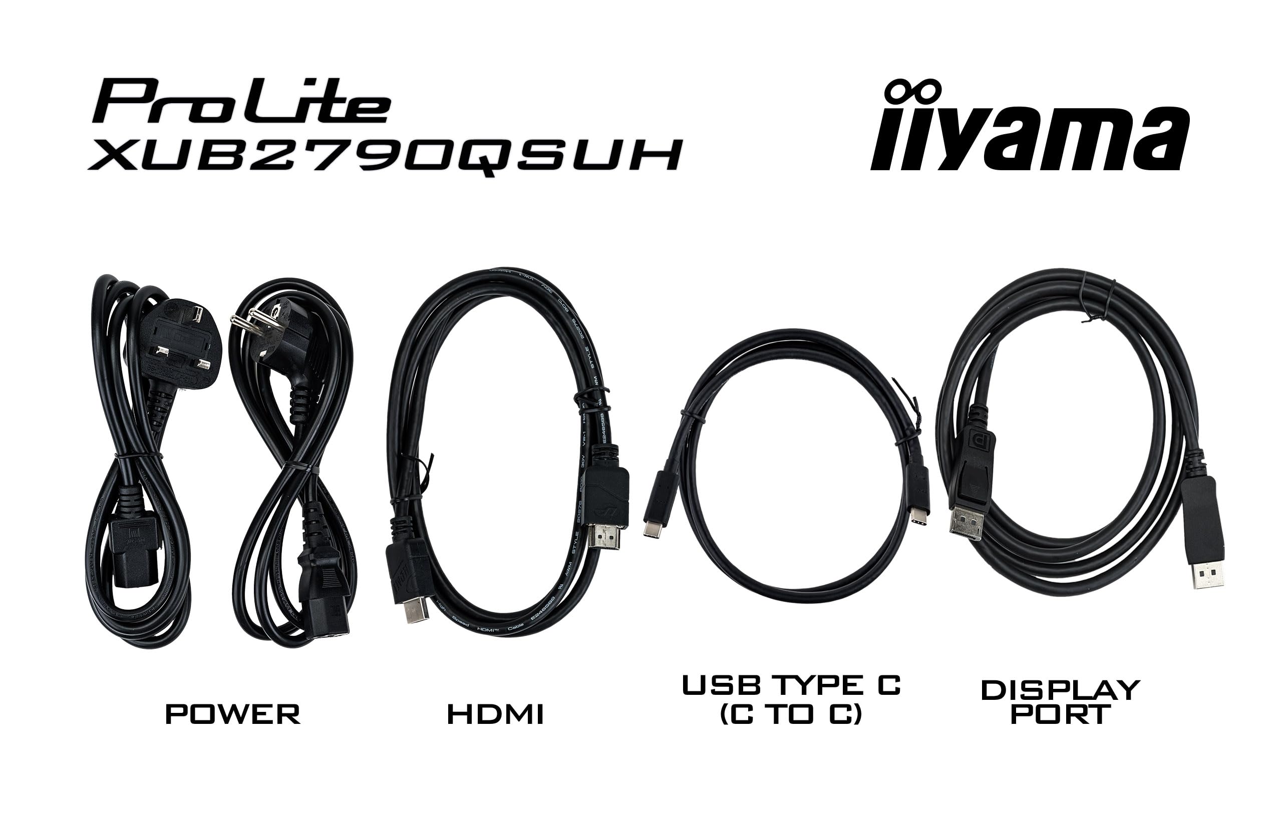 iiyama Prolite XUB2790QSUH-B2 68,5cm 27" IPS LED-Monitor QHD 100Hz HDMI DP USB3.2 USB-C 65W KVM-Switch Slim-Line Höhenverstellung Pivot Windows Hello Webcam schwarz