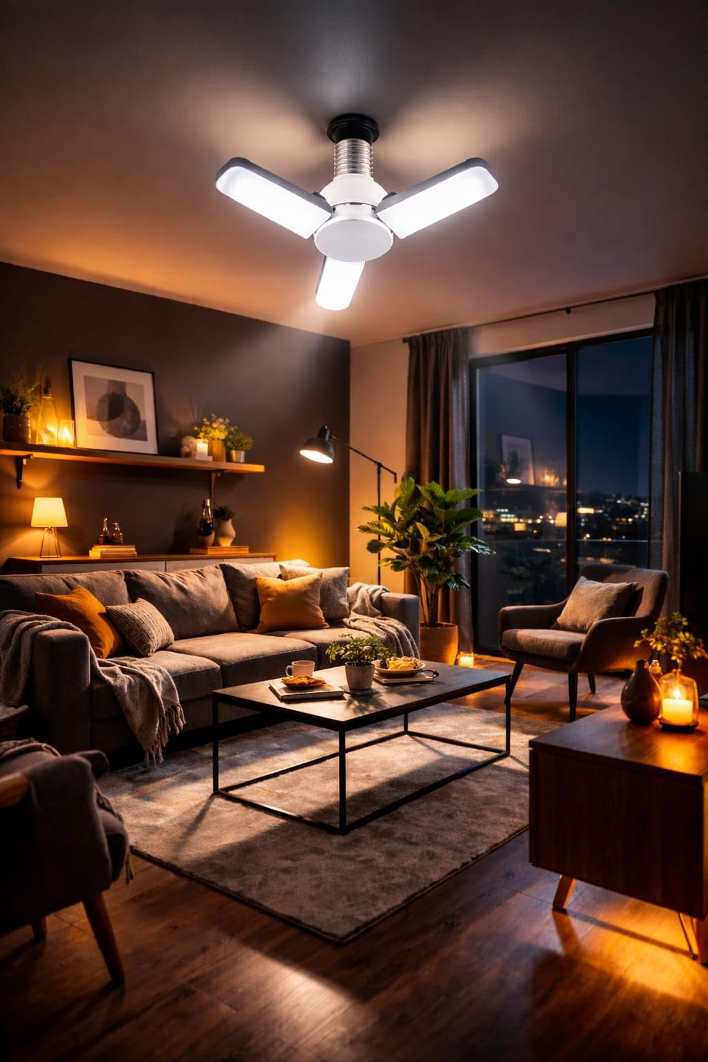 3 Kollu Katlanabilir LED Tavan Ampulü E27 Duy Uyumlu Yüksek Parlaklık Enerji Tasarruflu Modern Tavan Aydınlatma Armatürü Ev Ofis Yatak Odası Salon İçin