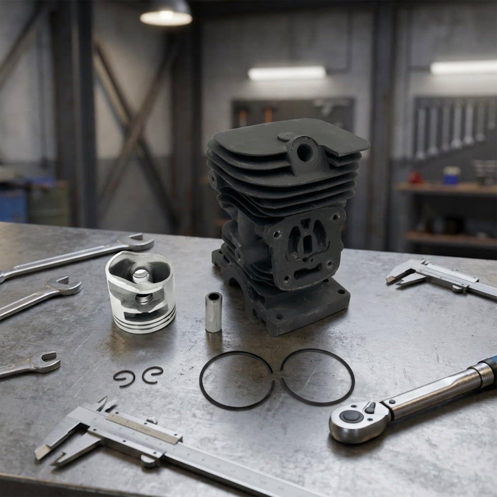 Gruppo cilindro in metallo da 37 mm con kit pistone per motoseghe MS170/MS180/MS171/MS181/MS181C, pezzo di ricambio per la manutenzione di giardini e cortili esterni