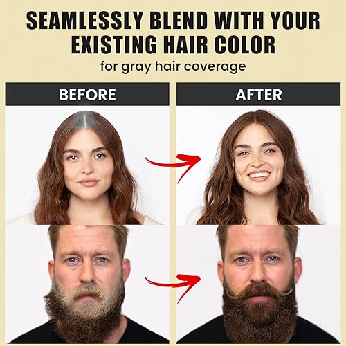 Miniatura 4 de Polvo de línea capilar para mujer, polvo de cobertura instantánea de raíz, negro oscuro, 0.14 onzas, con soplo compacto y espejo