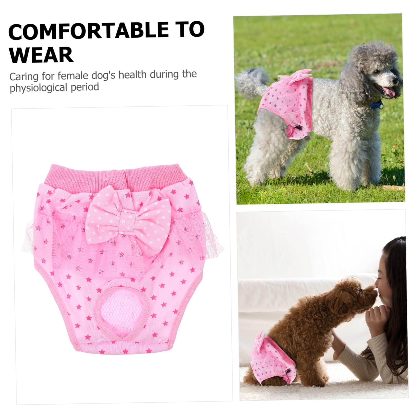 Toyvian Pet Diaper for Dogs Breathable Puppy Sanitary Pants Comfortable Washable Period Pants for Female Dogs Protects Carpets and Floors Stylish Design