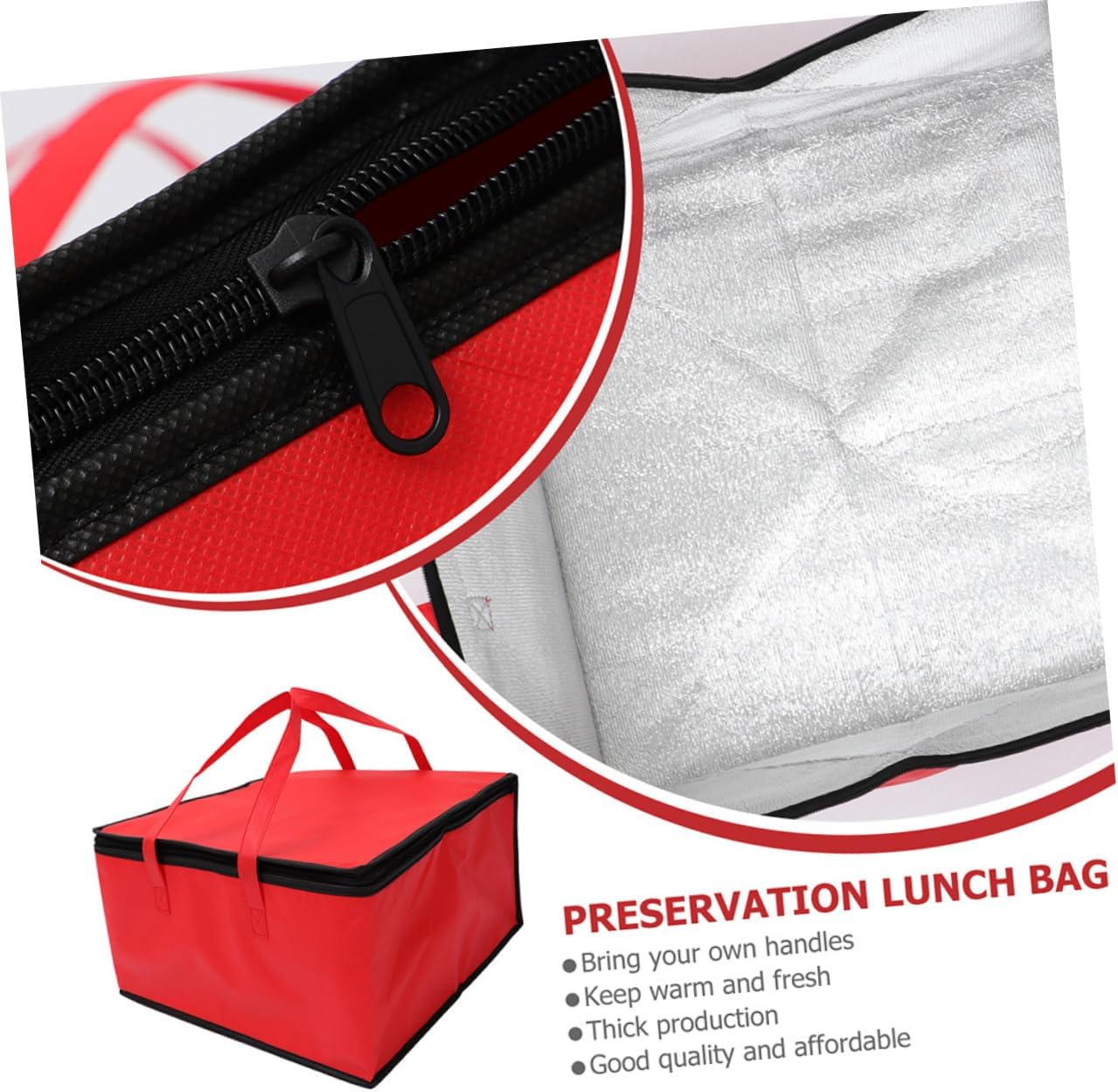 Insulation Camping Insulated Pizza Catering Supplies Insulated Grocery Thermal Lunch Food Transport Aluminum With Zipper Travel Warm Rice