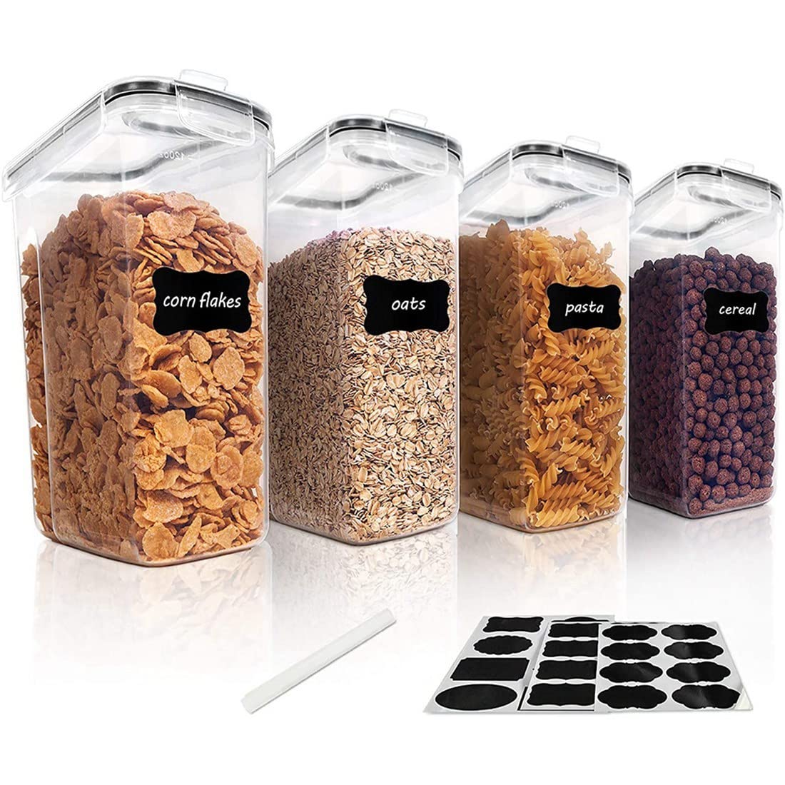 CTRLZS 4Pcs Cereal Storage Container Set, PP Airtight Food Storage Containers 2.5L for Cereal, Snacks and Sugar