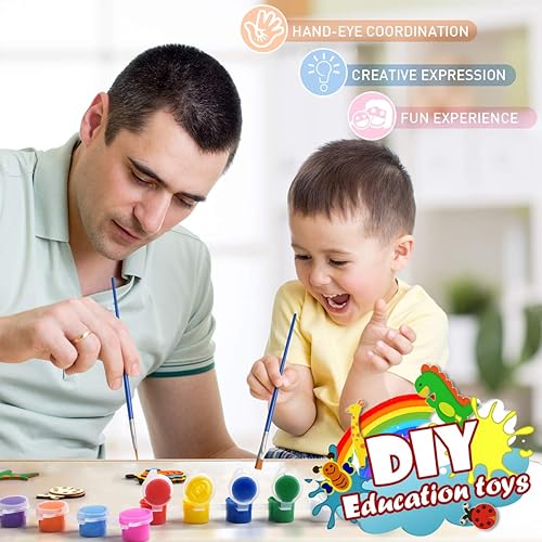 Miniatura 5 de Lucheer - Juego de arte con imanes de madera, 20 piezas de pintura de madera, kit de manualidades y manualidades para niños, pintura para colorear,