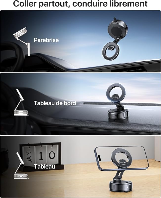 Miracase MagSafe autós telefontartó 360° forgatható mágneses rögzítés