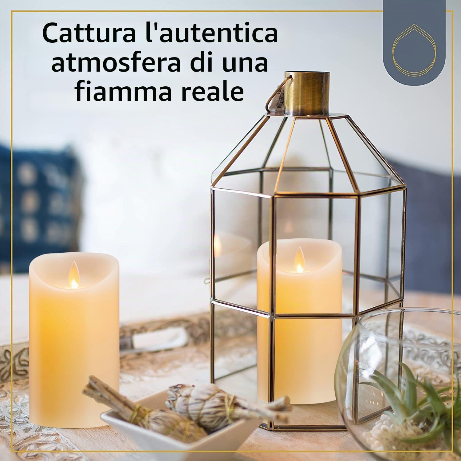 Candele LED, Set di 2 Candele a LED con Telecomando, Fiamma Oscillante Realistica - Decorazioni per Casa, Festa, Matrimonio, Cenone, Tavola, Chiesa - 7.5 x 12.5 cm