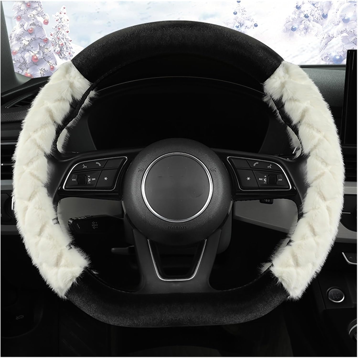 Car Steering Wheel Cover for D-Shape Car Steering Wheel Cover Plush Car Decoration Accessories Fashionable and Beautiful (Color : 5#)
