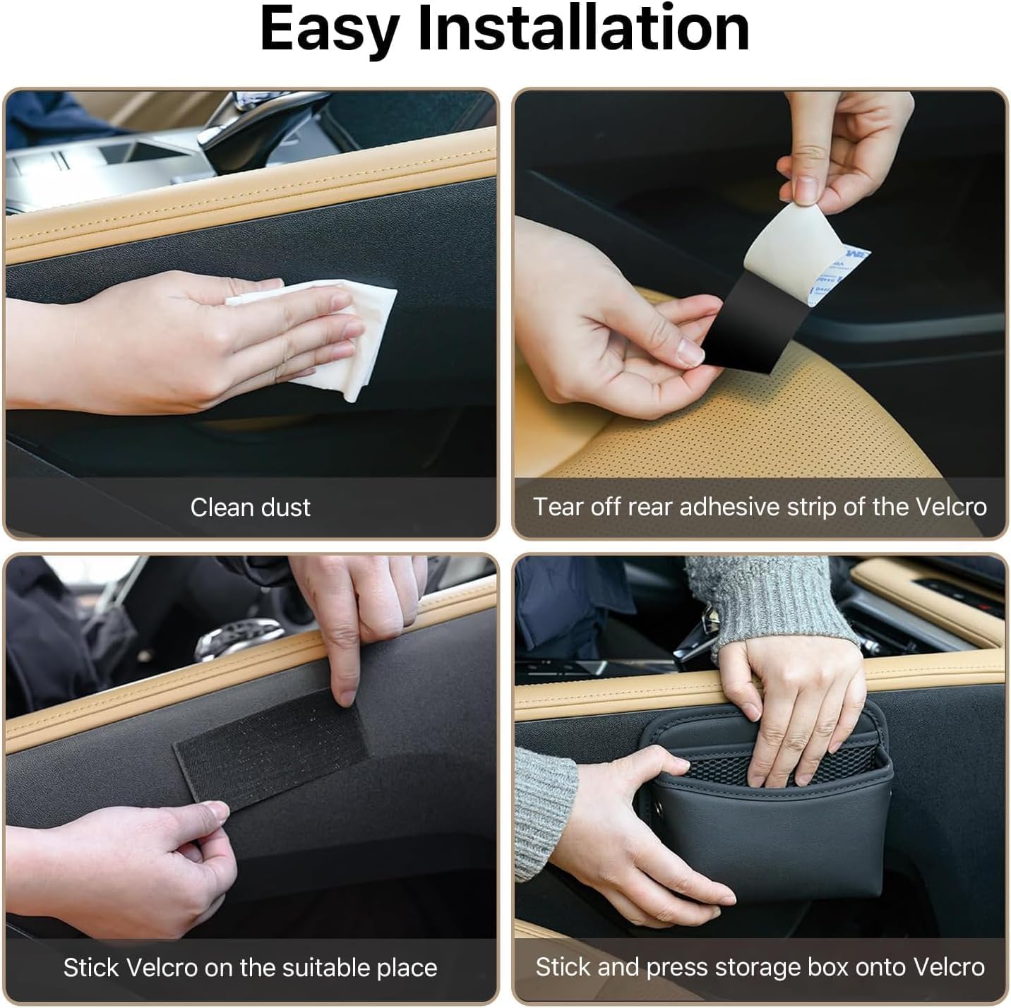 2Pcs Car Side Pocket Organizer, Strap Mini Storage Bag for Cell Phone, Wallet, Key, Glasses, Multifunctional Car Organizer Accessories for Car Seat, Door, Window, Console, 7 * 4.3 * 2.2inch