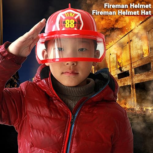 Miniatura 4 de Sombrero de bombero para niños, casco de disfraz de jefe de bomberos para niños, accesorio de cosplay para juegos de rol para niños