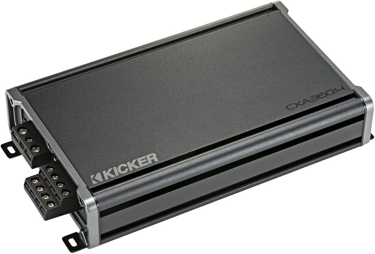 Kicker 46CXA3604 CXA360.4 Amplificador de rango completo de 4 canales 4x90W (renovado) | Reacondicionado certificado, probado para funcionar como nuevo, energía limpia para los altavoces delanteros y traseros, fácil actualización del sistema