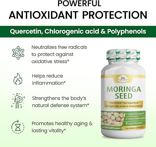 Miniatura 7 de Organic Veda Cápsulas de semillas de moringa 100% puras y orgánicas en polvo de semillas de moringa oleifera y aceite de moringa Omega 3 y 6,