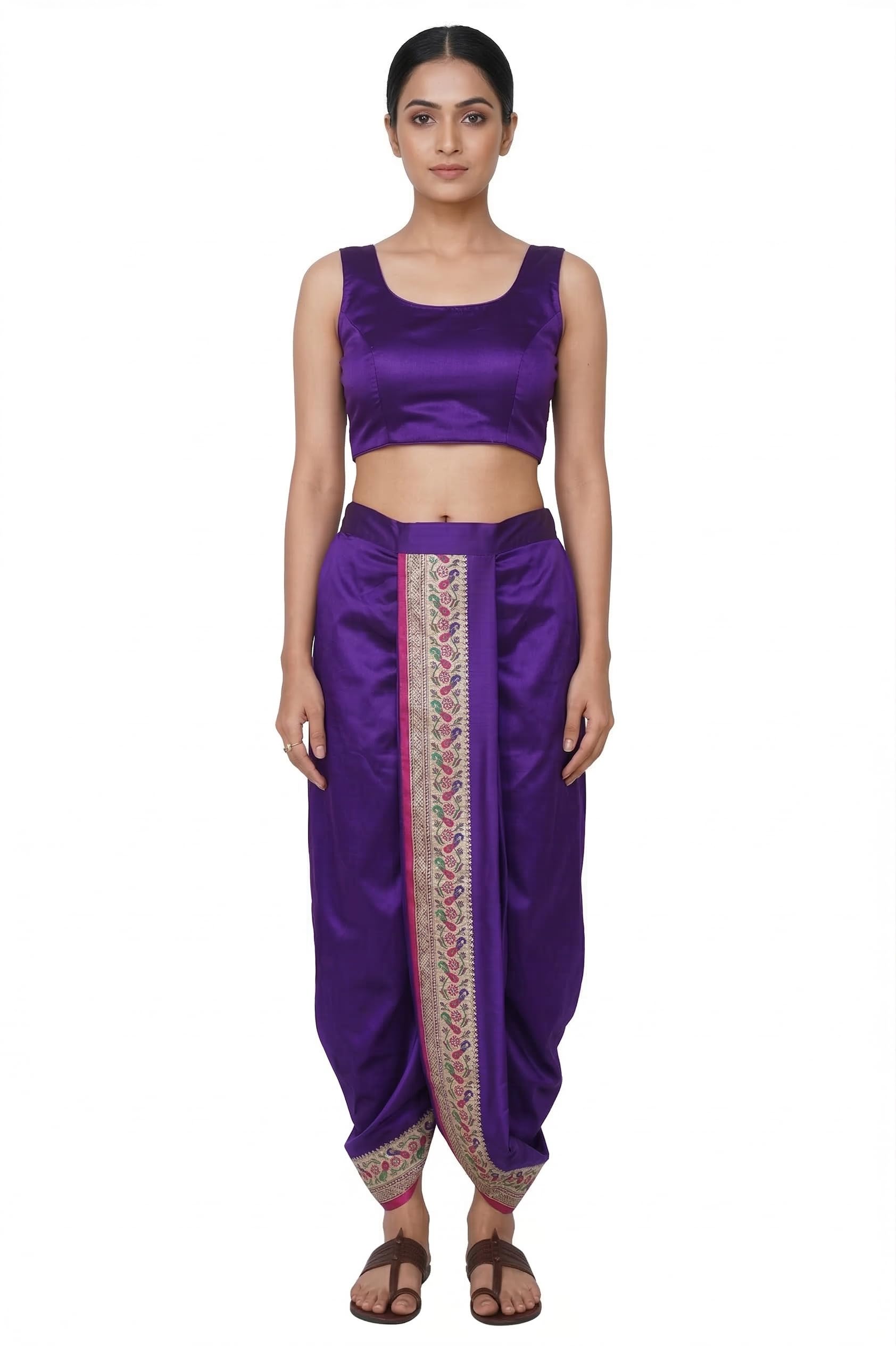 pure prayer Women Dhoti Pant Art Silk, Ladies Ethnic Dhoti Pants with Paithani, Ready to Wear Dhoti Salwar for Women, Adjustable Waist 28–44 Inch, Traditional Festival Temple Wear, Dhoti Pants-picture-10