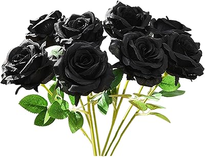 Amazon 10個の人工黒バラの花結婚披露宴のための絹のバラホームガーデンパーティー花の装飾 造花 オンライン通販
